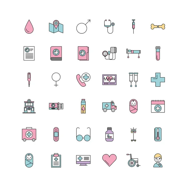 Set van medische geneeskunde wetenschap thema iconen — Stockvector