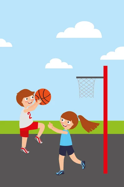 Kids sport activiteit afbeelding — Stockvector