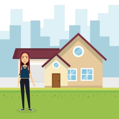 Evin dışında genç kadın