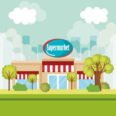 süpermarket bina açık sahne