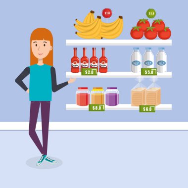 süpermarket yiyecek ile tüketici