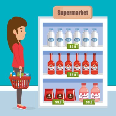 alışveriş sepeti yiyecek ile tüketici