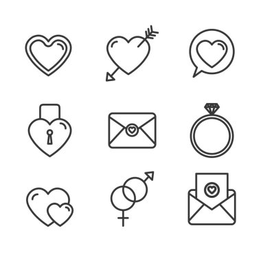 romantik aşk Icons set