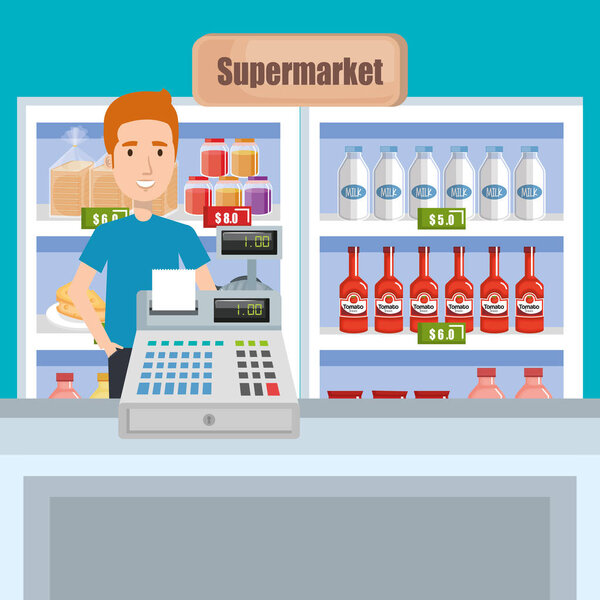 consumer with supermarket groceries