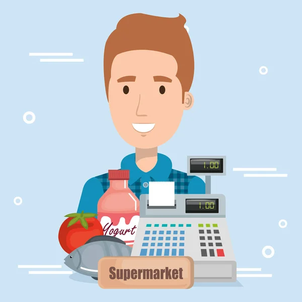 Consument met supermarkt boodschappen — Stockvector