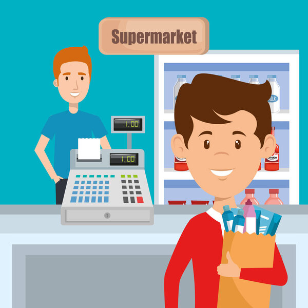 consumer with shopping bag of groceries