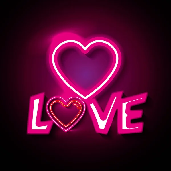 Affiche d'amour avec néons — Image vectorielle