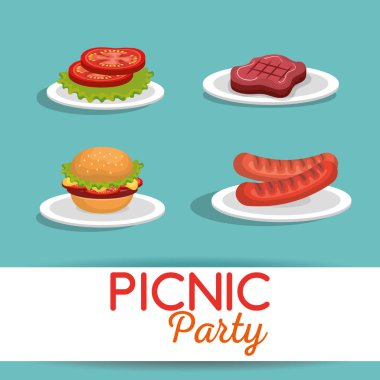Piknik yeni yıl eğlencesi daveti Icons set