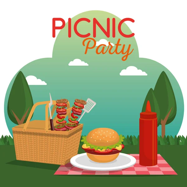 Szene einer Picknick-Party — Stockvektor