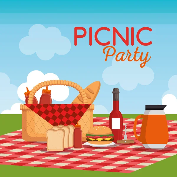Picnic party celebration scene — Stock Vector