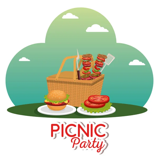 Szene einer Picknick-Party — Stockvektor
