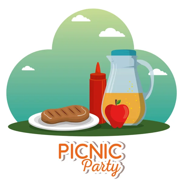 Szene einer Picknick-Party — Stockvektor