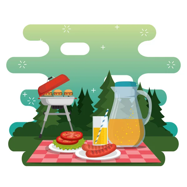 Piknik fél ünnepe jelenet — Stock Vector