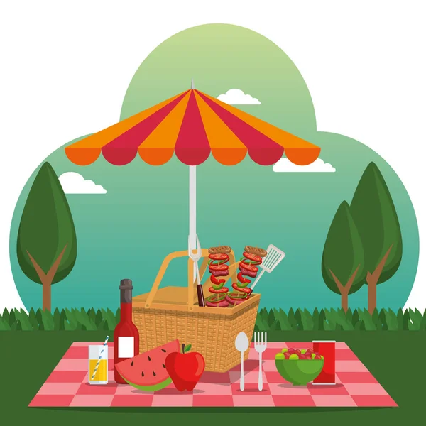 Piknik partisi kutlama sahne — Stok Vektör