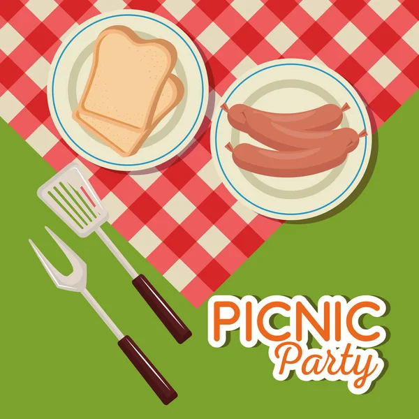Piknik yeni yıl eğlencesi daveti Icons set — Stok Vektör