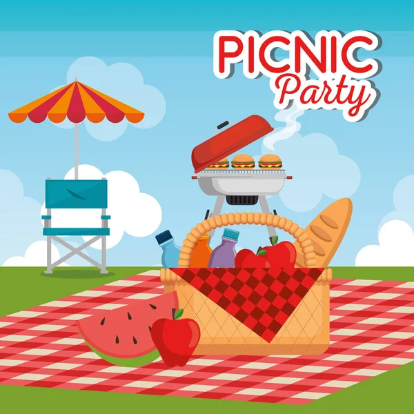 Piknik party celebration sceny — Wektor stockowy
