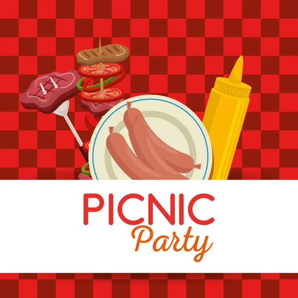 Piknik yeni yıl eğlencesi daveti Icons set — Stok Vektör
