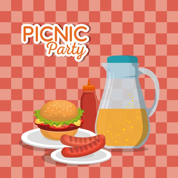 Einladung zu Picknick-Party setzte Symbole — Stockvektor