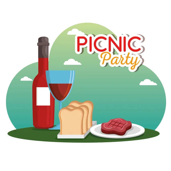 Picnic party celebration scene — Stock Vector