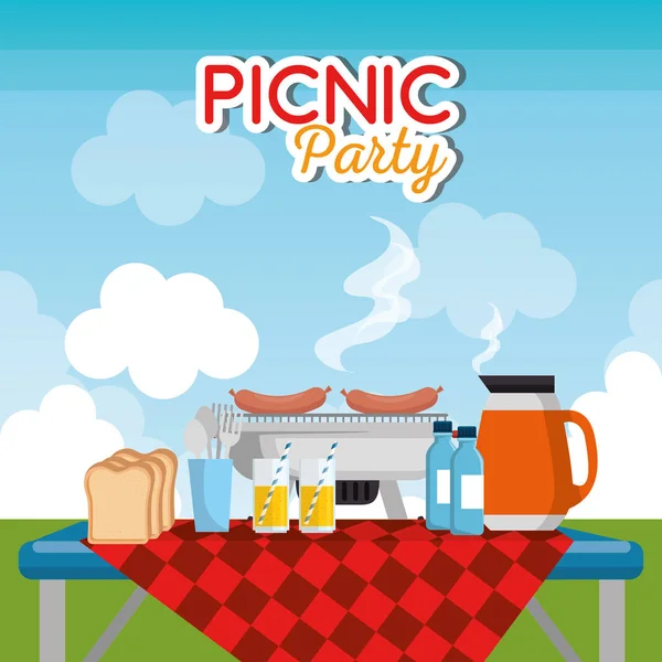 Piknik pesta perayaan adegan - Stok Vektor