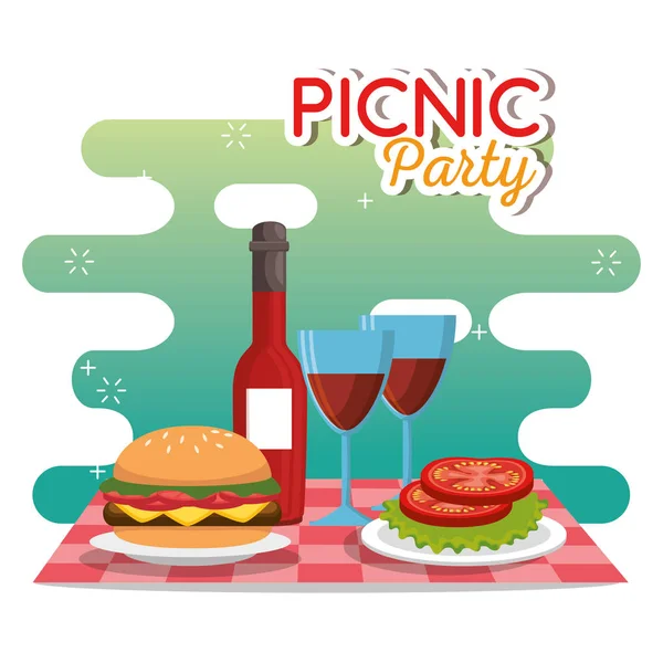 Picnic party celebration scene — Stock Vector