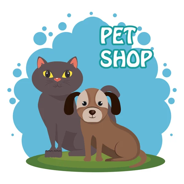 Schattig Mascottes pet shop pictogrammen — Stockvector