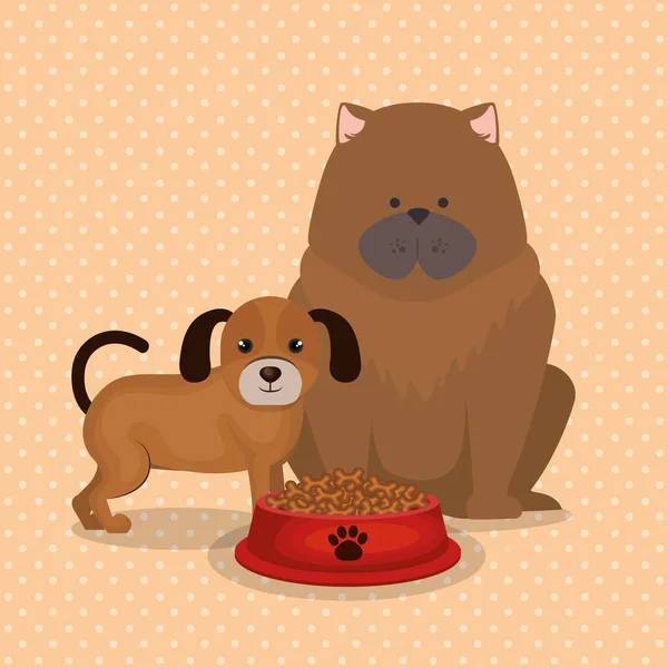 可爱的狗与食物 — 图库矢量图片