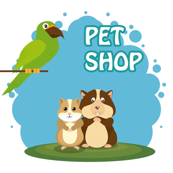 Śliczne maskotki pet shop ikony — Wektor stockowy