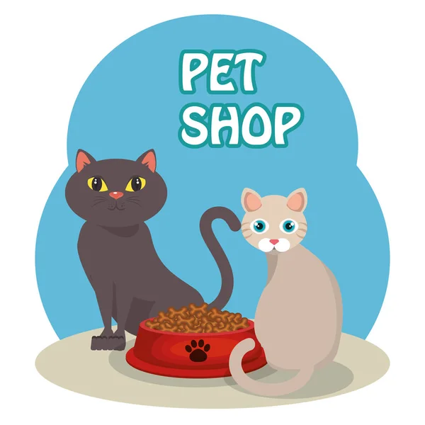 Gatti carini con cibo — Vettoriale Stock
