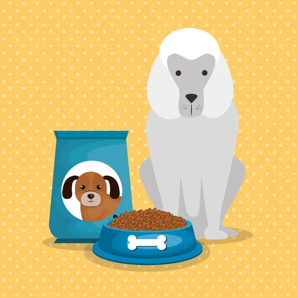 可爱的狗与食物 — 图库矢量图片