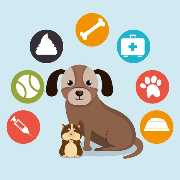 Schattig Mascottes pet shop pictogrammen — Stockvector