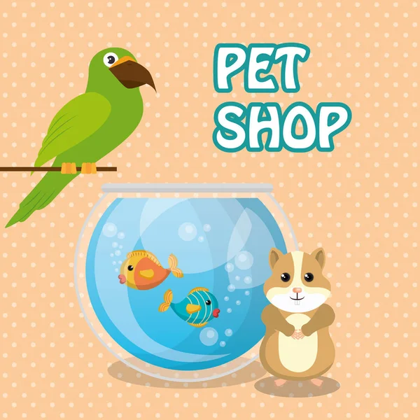 Śliczne maskotki pet shop ikony — Wektor stockowy