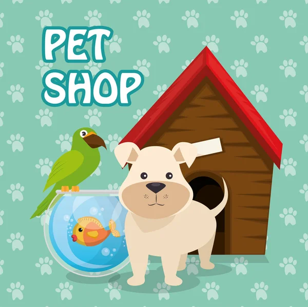 Roztomilý maskoti pet shop ikony — Stockový vektor