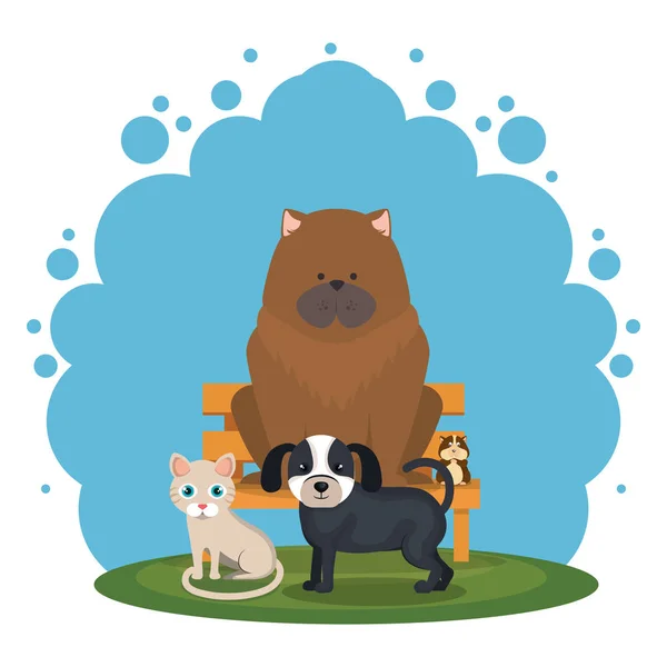 Mascotes bonitos ícones pet shop — Vetor de Stock
