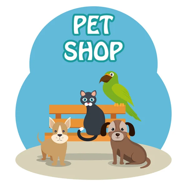 Roztomilý maskoti pet shop ikony — Stockový vektor
