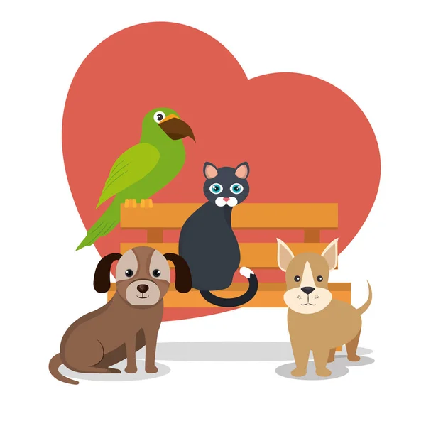 Schattig Mascottes pet shop pictogrammen — Stockvector