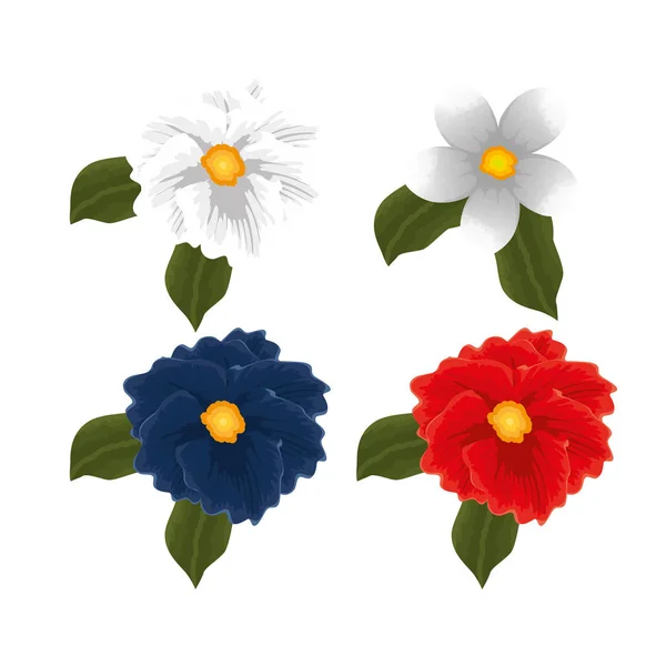 Set flowers beautiful icons — Stock Vector