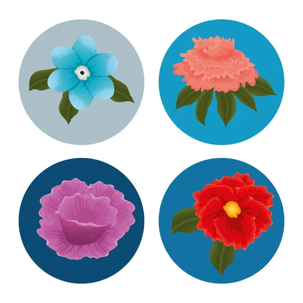 Conjunto de flores hermosos iconos — Vector de stock