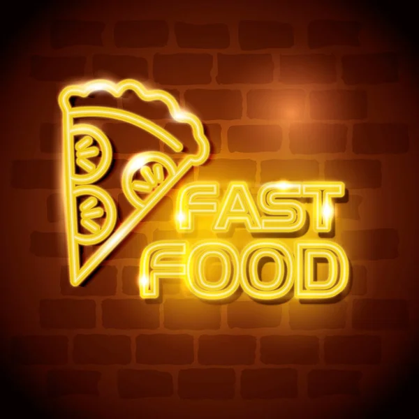 fast food pizza neon label