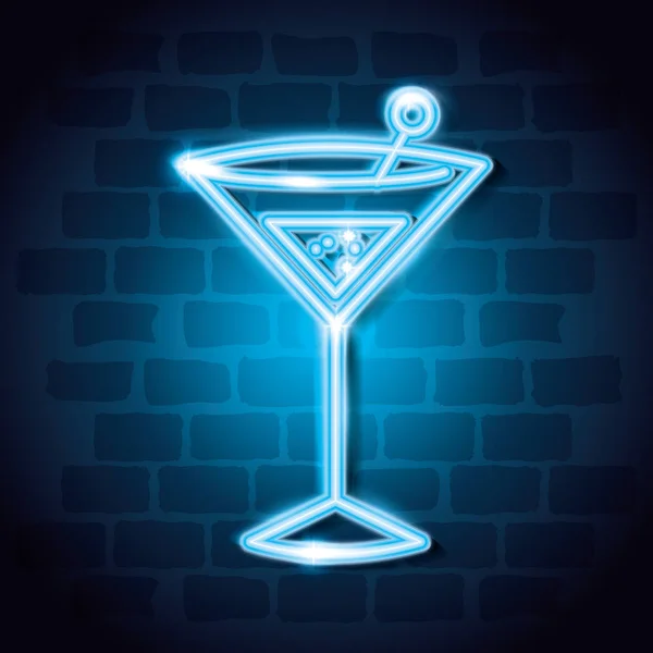 Cocktail drink neon label — Stock Vector