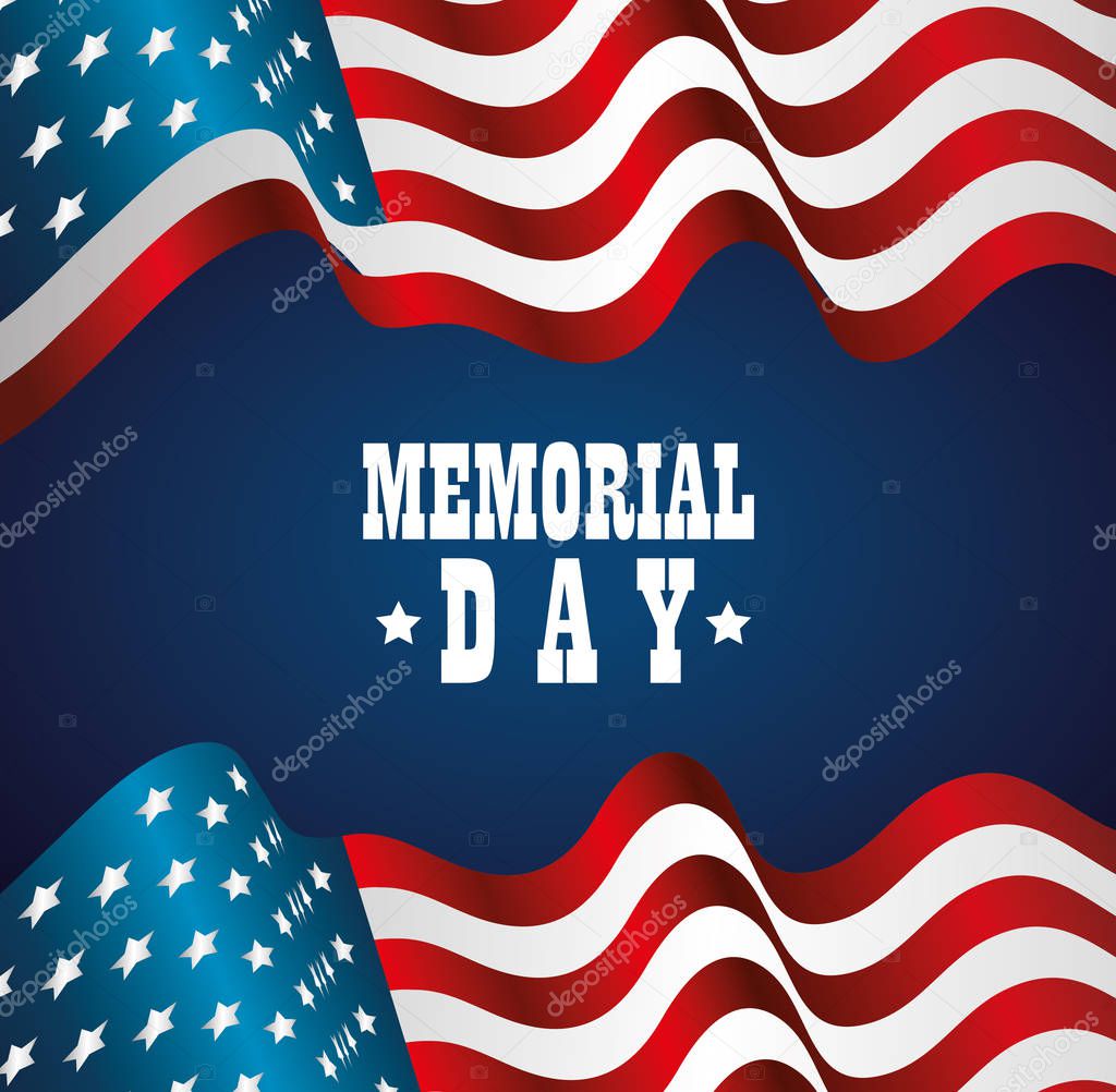 happy memorial day celebration card with usa flag