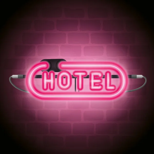 Hotel neon etykieta ikona — Wektor stockowy