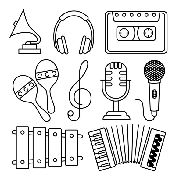 Tropical instruments set icons — Stock Vector