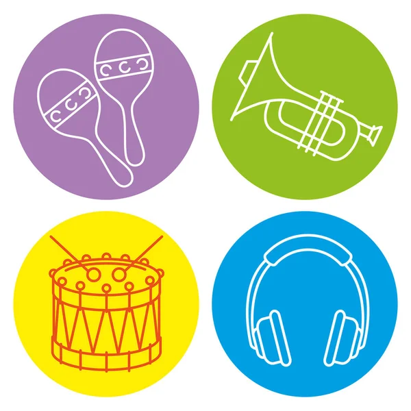 Tropical instruments set icons — Stock Vector