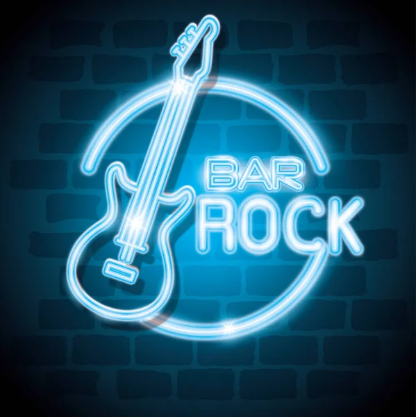 Bár a rock zene neon felirat — Stock Vector