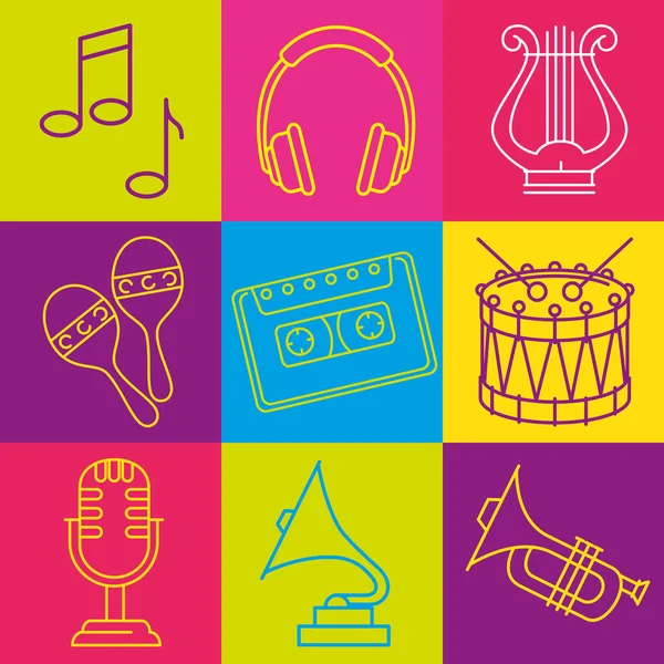 Tropical instruments set icons — Stock Vector