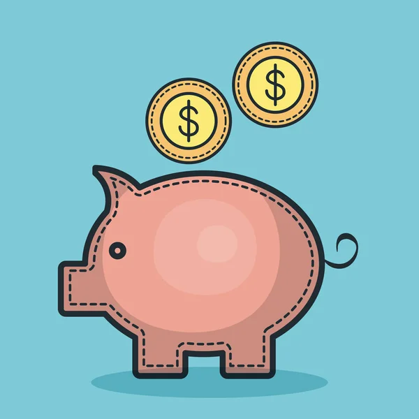 Piggy Bank Diseño — Vector de stock