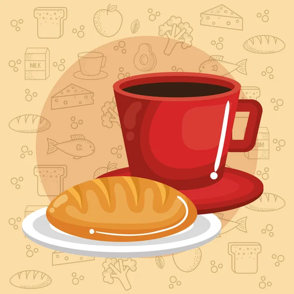 Diseño de café y pan — Vector de stock