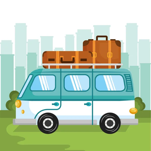 Hippie minivan design. — Stock Vector