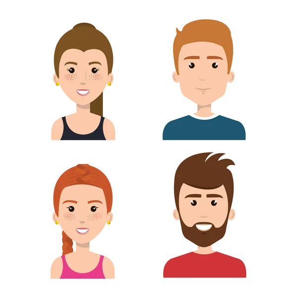 Sonriente conjunto de personas — Vector de stock